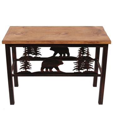 Iron Mountain Rustic Black Bear Bench