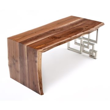 Live Edge Desk - Black Walnut - Waterfall - Natural Clear