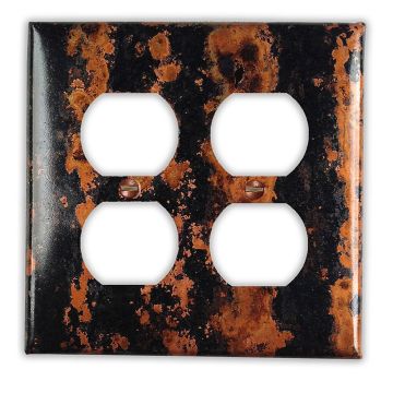 Zebra 2 Outlet Copper Switch Plate