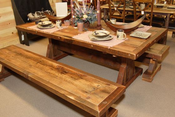 Stony Brooke Rustic Reclaimed Trestle Bench
