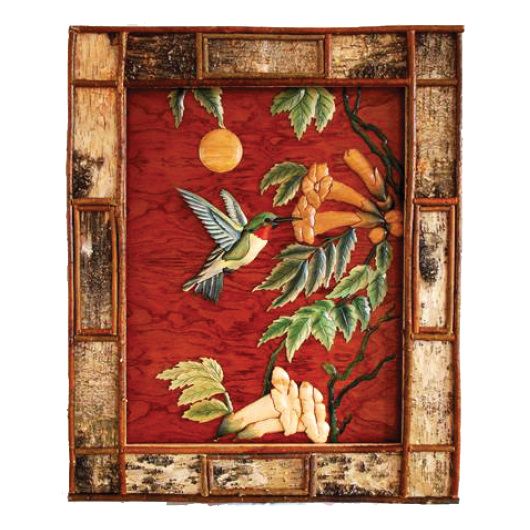 Humming Bird and Flower Wood Art