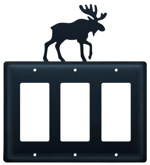 Wrought Iron Moose Triple GFI Cover