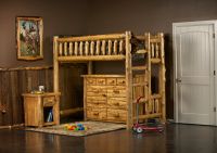 Cedar Lake Log Loft Bed--Twin, Honey finish