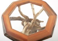 Twisted Pub Table with Wood Top & Inlaid Glass