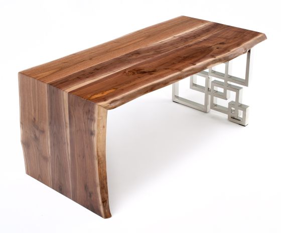 Live Edge Desk - Black Walnut - Waterfall - Natural Clear