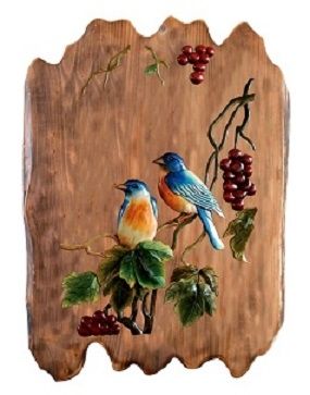 Blue Birds Wood Art