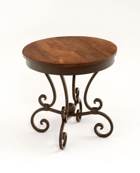 Rustic Spanish Santa Fe Turquoise Inlay Mesquite End Table