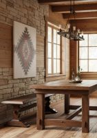 Rustic Dining Bench: Some lifestyle images are created with AI for visualization purposes. Crafted from natural solid wood, each piece is unique and will vary.