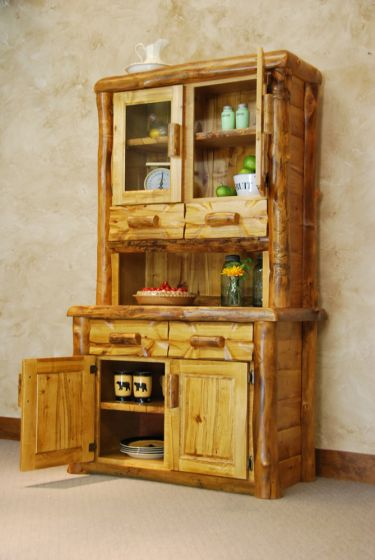 Yellowstone Rustic Aspen Log 2 Bay Buffet & Hutch | Honey finish