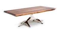 Live Edge Tree of Life Coffee Table With Black Walnut Tabletop in Natural Clear Finish With a Silver Steel Table Base