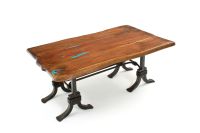 Rustic Santa Fe Turquoise Inlay Mesquite Dining Table