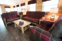 Beartooth Aspen Mountain Comfort Upholstered Living Room Set - Gnarly Logs - Dakota Brandy Accent Upholstery & Whitehall Currant Main Upholstery