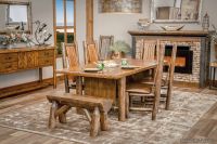 Olde Towne Dining Table with Slat Back Dining Chairs in Barnwood Lager Finish