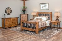 Sawmill Hickory Bedroom Set in Antique Barnwood Finish