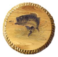 Rustic Carved & Painted Fish Bar Stool