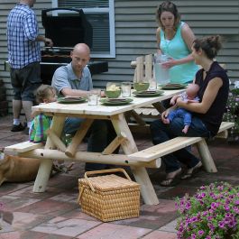 Rustic Cedar Log Picnic Table