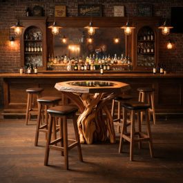 Twisted Pub Table w/ Inlaid Glass Top