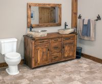 Timber Haven Rustic Barnwood Vanity - 72" - Double Sink - Antique Barnwood Finish - Also Pictured: Timber Haven-Sawmill Rough Sawn Bathroom Mirror