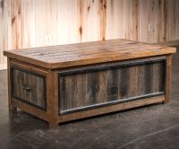 Timber Frame 2 Drawer Reclaimed Barn Wood Blanket Chest - Note that current model does not have black trim on front or back panel