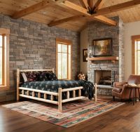 Rustic Log Bedroom Furniture: Some lifestyle images are created with AI for visualization purposes. Crafted from natural solid wood, each piece is unique and will vary.