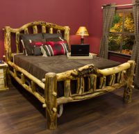 Aspen Mountain Snowload II Queen Bed--Clear finish, Extra Gnarly logs, 5-6" corner log posts