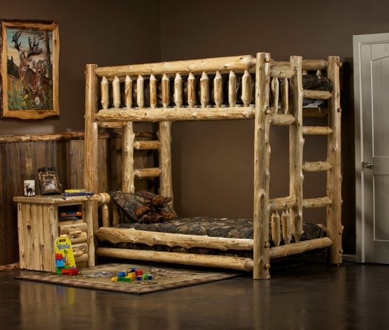 CEDAR LAKE TWIN OVER TWIN LOG BUNK BED