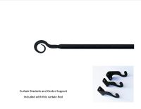 Wrought Iron Curl Curtain Rod w/Hardware: 61" extends to 112"