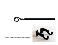 Wrought Iron Curl Curtain Rod w/Hardware: 36" extends to 60"