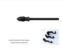 Wrought Iron Remington Curtain Rod w/Hardware: 113" extends to 130"