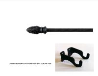 Wrought Iron Remington Curtain Rod w/Hardware: 21" extends to 35"