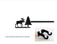 Wrought Iron Moose & Pine Curtain Rod 22" extends to 35"
