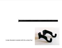 Wrought Iron Plain Curtain Rod w/Hardware: 21" extends to 35"