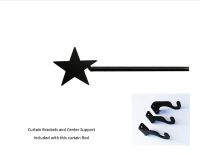 Wrought Iron Star Curtain Rod w/Hardware: 113" extends to 130"