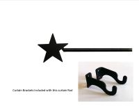 Wrought Iron Star Curtain Rod w/Hardware: 21" extends to 35"