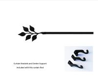 Wrought Iron Leaf Curtain Rod w/Hardware: 112" extends to 130"