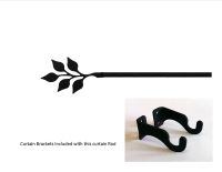 Wrought Iron Leaf Curtain Rod w/Hardware: 36" extends to 60"