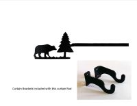 Wrought Iron Bear & Pine Curtain Rod w/Hardware: 21" extends to 35"