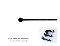 Wrought Iron Ball Curtain Rod w/Hardware: 113" extends to 130"