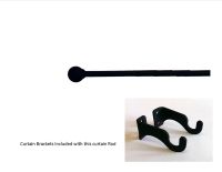Wrought Iron Ball Curtain Rod w/Hardware: 36" extends to 60"