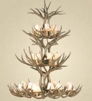 20 Light 3-Tiered Mule Deer Antler Chandelier