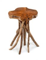 Teak Slab Branch Base Side Table