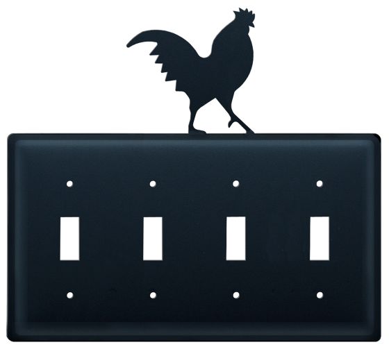Wrought Iron Rooster Quad Switch Cover