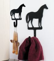Wrought Iron Horse Wall Hook shown in Small and Large
