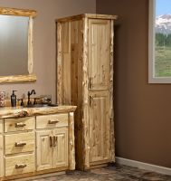 Real Cedar Log Cabin Linen Closet in Clear Finish