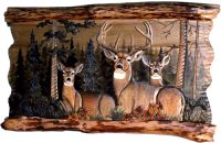 Deer Family Rustic Wood Art