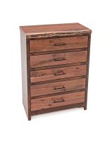 Modern Rustic Live Edge Walnut Chest of Drawers - 5 Drawer - Natural Drawers