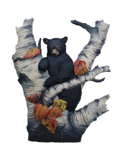 Birch Forest Black Bear Rustic Wood Art