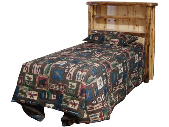 Beartooth Aspen Bookcase Headboard - Twin - Natural Panel & Natural Log