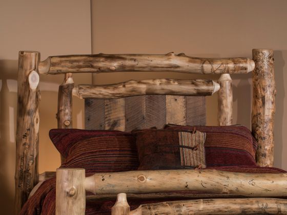 Yosemite Aspen & Barnwood Headboard--Clear finish, Light aspen, Standard logs