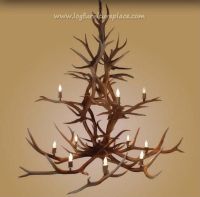 12 Light Double Tiered Elk Antler Chandelier